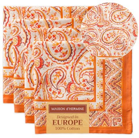 Maison d' Ermine Palatial Paisley Set mit 4 Weihnachtsservietten, 100% Baumwolle, weich und gemütlich, ideal für Familienessen, Hochzeit, Cocktail, Küche, Thanksgiving/Weihnachten (45 cm x 45 cm)