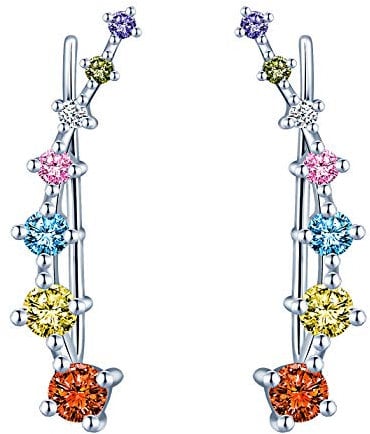 Yumilok Damen Knorpel Schmuck Ohrklemme Ohrringe Ohrstecker Ohrclip Piercing 925er Sterling Silber Zirkonia für Mädchen Bunt