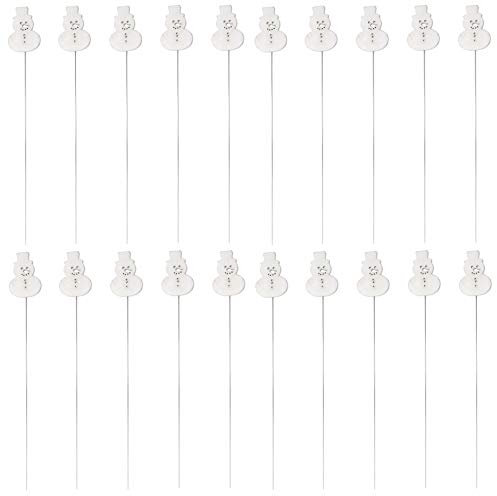 DARO DEKO Blumen-Stecker Schneemann weiß mit Metallstab 20 Stück