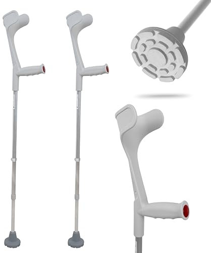 KMINA - Krücken für Erwachsene (x2 Stück), Unterarmgehstützen, Orthopädische Gehhilfen, Senioren, Grau - Made in Europe