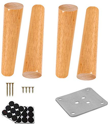 Möbelfüße,Tischbeine,Sofafuss Sockelfuß,Klares Beschichtetes Gummiholz,Konischer Holzfuß,Schlafsofa Schrank Tisch,Inklusive Schrauben(4er Set) (25cm)