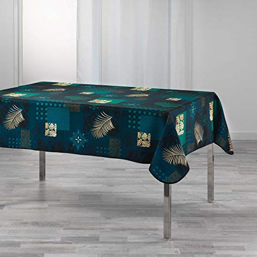 Douceur d'Intérieur, Nappe Rectangle (150 x 240 cm) Oreane Bleu, Polyester Imprimé