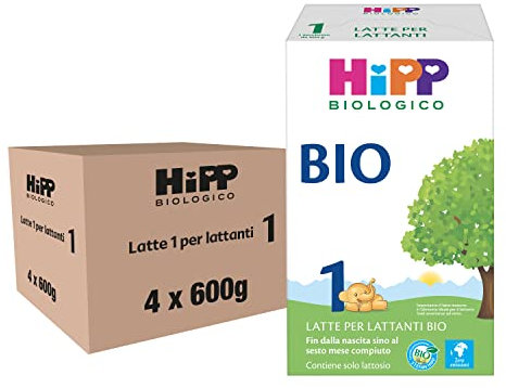 HiPP - Latte in Polvere 1, Latte in Polvere per Neonati HiPP, dalla Nascita Fino al 6° Mese, 4 Confezioni da 600 gr di Latte artificiale Neonati 1