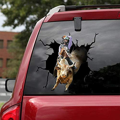 Bull Riding Car Decals Cowboy Stickers Pack 2 Stück 25,4 x 25,4 cm – Ocean Gifts Lustige Autoaufkleber und Aufkleber, Crack Window Decal for Truck, SUV, RV Series 01