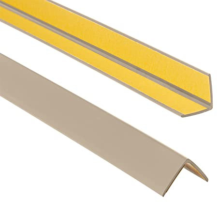 ProfiPVC Cornière PVC 25x25mm, 100cm - Baguette d’angle de protection, profilé d'angle caoutchouc autoadhésif - Protection d'angles et rebords, flexible, facile à installer, Beige