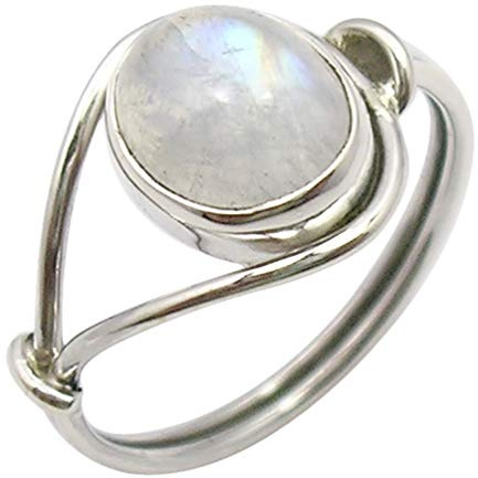 SilverStarJewel 925 Sterling Silber Oval Regenbogen Mondstein muttertagsgeschenke Ring Jede Größe 48 bis 6