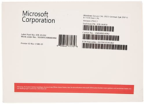 Microsoft Windows Server 2022 CAL 1 User [DE]