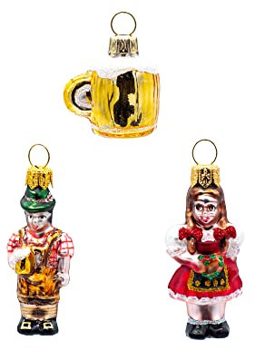 Oberfränkische Glas Weihnachtsbaumschmuck, Bayern Mini 3er Set
