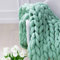 VanderHOME Decke Gestrickte Super Weiche Kuscheldecke Handgefertigt Grobe Strickdecke Grobstrick Decke Gestrickte Decke Wolldecke Couchdecke Flauschige weihnachtsdeko (Wassergrün,100×100cm)