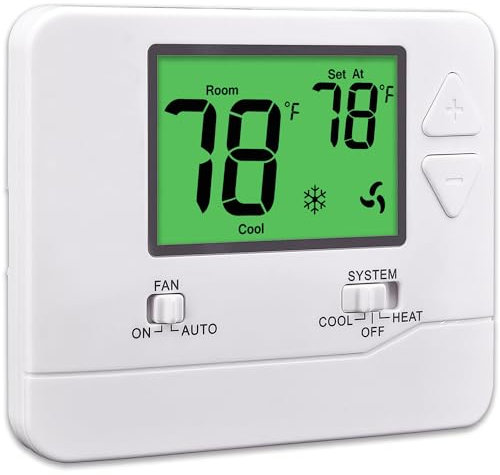 Suuwer Non-Programmable Thermostats for Home 1 Heat/1 Cool Single-Stage Systems (Green Backlight)