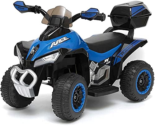 Tecnobike Shop Mini Quad Deluxe 6V luci Suoni Batteria Ricaricabile Marcia Avanti e Indietro Baluetto e Parabrezza (Blu)