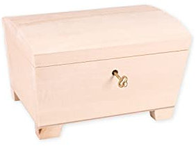 DECOCRAFT Unfinished Wood Box For Storage, Decoration, Organisation, Lockable Large Natural Wooden Craftsmanship, Rustic Home Decor, Keepsake, Chest 20.5 x 15 x 12 cm.