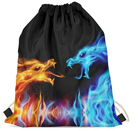 BYCHECAR Rucksack mit Kordelzug für Mädchen und Kinder, Turnbeutel mit Kordelzug, drache, One size