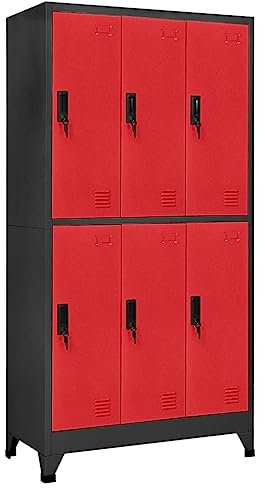 vidaXL Schließfachschrank Metallschrank Lagerschrank Aktenschrank Fächerschrank Spindschrank Spind Umkleideschrank Spint Anthrazit Rot 90x45x180 cm Stahl