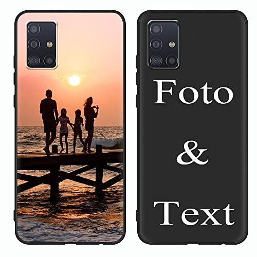 Yoedge Personalisierte Handyhülle für Samsung Galaxy A51 4G Hülle Personalisiert 6,5, Schwarz Hülle mit Eigenem Foto Bedrucken Bild Text Individuelle Schutzhülle Selbst Gestalten für Samsung A51 4G