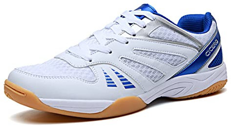 TRESEF Pickleball-Schuhe Für Damen Und Herren, Leichte Indoor-Platzschuhe, Atmungsaktive Tennisschuhe Für Pickleball, Badminton, Tischtennis, Volleyball,Weiß,43 EU