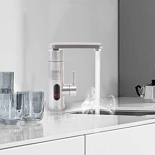 Durchlauferhitzer 3000W Elektrische Wasserhahn Armatur Sofort Heizung Wasserhahn mit LED Temperaturanzeige für Küche Bad