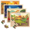 SYNARRY Dinosaurier Puzzle ab 3 4 5 6 Jahre, 4x24 Teilen Kinder Dino Holzpuzzle, Vorschule Lehrreiches Spielzeug, Geschenke für Kinder für Jungen und Mädchen