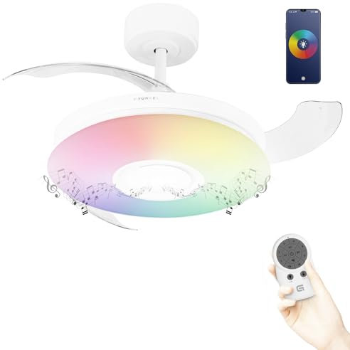 Grunkel Ventilador de Techo SKYWIND-42BT - Potencia 7-20W - Conectividad para Música - Luz LED 36W - Mando a Distancia - 6 Velocidades
