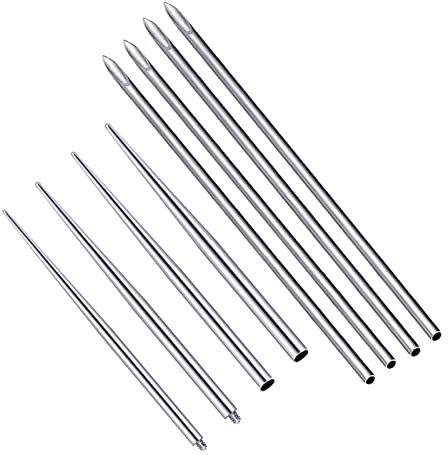Longbeauty 14G 16G Edelstahl Piercing Pin Taper Piercingsnadel Einsteckstift für Ohr Nase Nabel Nippel Lippe Augenbraue Gewindelos Körper Piercing Dehnung Hilfswerkzeug, 8 Pcs