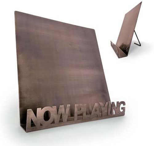 Hardware Haus Now Playing Vinyl-Schallplattenständer, Wandhalterung, Metall-Vinyl-Schallplattenhalter, stilvolles Industrie-Design, elegantes Bronze-Finish, Albumhalter für Vinyl-Schallplatten