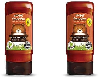 Sweet Freedom Caramel Syrup for Coffee & Drizzling - Only 13 Calories Per Teaspoon - For Frappes, Cocktails, Pancakes & Porridge - Healthy Baking - Vegan & Plant Based - 350g, Pack of 2