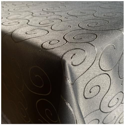 Tischdecke Hochwertige Stofftischdecke Ornamente Tischtuch - Bügelfreies dunkelgraue Tafeldecke Fleckabweisende Pflegeleichte Tischwäsche Bügelarm schnelltrocknend Grau Oval 135x180cm