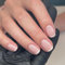 24Pcs French Tip Press on Nails Short Square Oval False Nails with Chrome Designs Glossy Nude White False Nails Mirror Glue on Acrylic Fake Nails for Women Girls Nail Salon