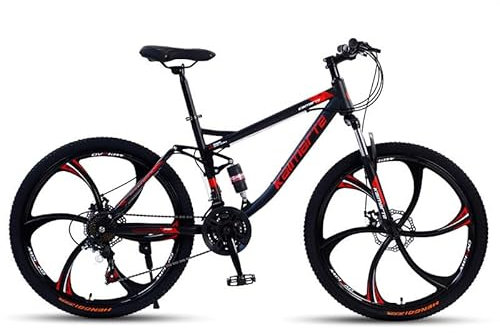 26 Zoll Mountainbike, 24-Gang Fahrrad MTB mit Vollfederung, MTB Dirt Bike für Städte, Arbeitswegen, Reisen in Bergen,26-6/Spokes