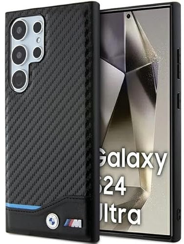 CG MOBILE BMW BMHCS24L22NBCK Hülle Für S24 Ultra S928 Schwarz Leather Carbon