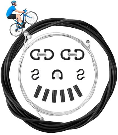 Bicycle Gear Cable Kit, Bike Gear Cable Bike Inner Brake Cable Housing Universal Bicycle Shifter Cables Set with Front Rear Accessory for Mountain & Road Bike Bicycle Change Cable with Housing-Black