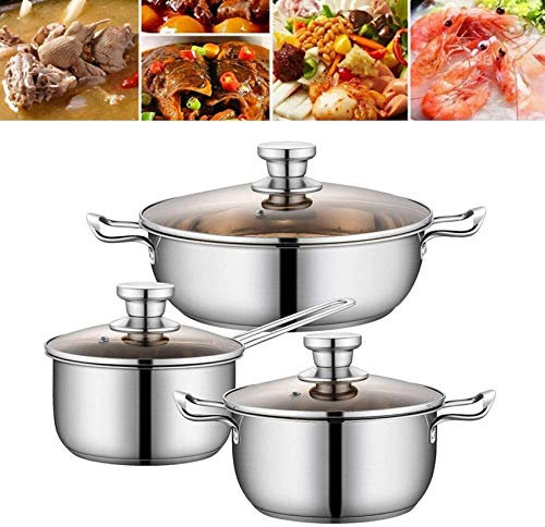 DDKYHU Ensemble Professionnel de casseroles et poêles en Acier Inoxydable, Batterie de Cuisine à Induction de 6 pièces, Professionnel pour Le Restaurant à Domicile, sans PFOA