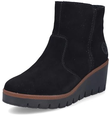 Rieker Damen Keilstiefeletten Y5065, Frauen Stiefeletten, lose Einlage,uebergangsstiefel,Keilstiefel,Wedge Boots,warm,schwarz (00),39 EU / 6 UK