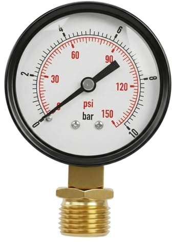 Lumonic I Manometer 0-10bar I 1/2 Zoll I Klasse 2,5 I Anschluss unten I Durchmesser 60mm I Druckmesser I für Druckluft und Wasser