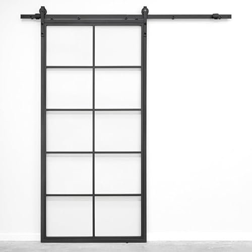 SEART Türen für Schiebesysteme, Lofttüren mit Sprossen TIVOLI mit Metallführung OLD FREIM (transparentes Glas) 100x210 cm - Fertigset