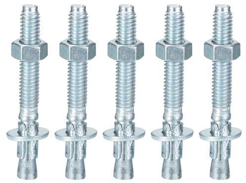 DTGN 5/16 x 2-3/4 Wedge Anchors - 5Pack - Good for Cement and Concrete Wall - Carbon Steel Zinc Plated Screw Bolt Nut Expansion Tube Fasteners