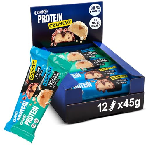 Corny | Protein Crunchy 12er Mix Pack | 30% Eiweiß | Probier Mischkarton 12x45g Mixbox