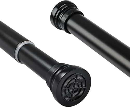 Extendable Shower Curtain Rods Spring Tension Poles Adjustable No Drill Curtain Rails for Shower Curtain, Windows, Door Curtain, Bathroom and Wardrobe 90-160cm Black