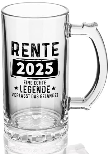 Joymaking Bierglas Ruhestand Geschenk 2025 - Abschiedsgeschenk für Rentner mit Bierkrug 0,5 L