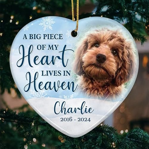 Glad Gua Forever In Our Hearts Personalised Ceramic Ornament, Dog Memorial Gifts for Loss of Dog, Christmas Tree Ornaments, Pet Loss Gifts, Pet Memorial Gifts for Dogs, Christmas Tree Decorations