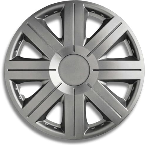 Kuglo Cosimo Radkappen 15 Zoll Silber, 4er-Set für Stahlfelgen | Schlagfester, witterungsbeständiger Kunststoff mit Metallspannring und werkzeugloser Clip-Montage
