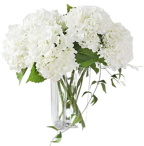 Nvzi Lot de 3 grandes fleurs d'hortensia artificielles de 53,3 cm - Blanc