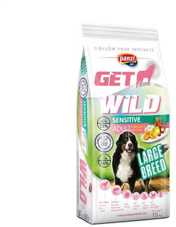 Panzi Pet - Get Wild Sensitive XXL 15kg – Hundefutter ohne Huhn – Extra große Kroketten für große Hunde – Lammgeschmack