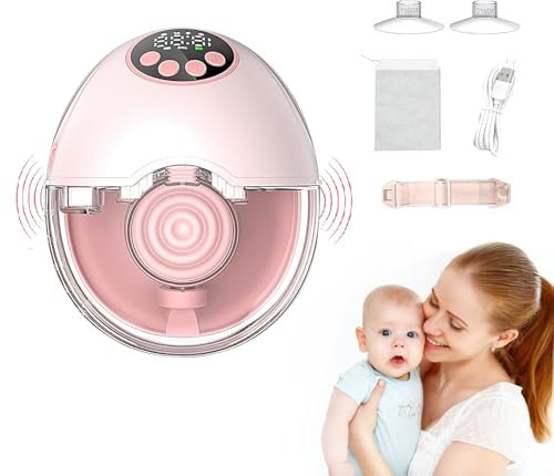 Sacaleches Eléctrico, 210ML Sacaleches Eléctrico Portátil Manos Libres 4 Modos 12 Niveles Sacaleches Eléctrico Bajo Ruido con Pantalla LED, con Cómoda Brida de 21/24 mm