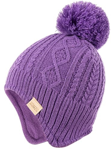 XOMZG Baby Beanie Mütze, Winter Warm Strickmütze und Schal Set mit Pom Pom für Mädchen, Kleinkind Wintermütze(0-36Monate)