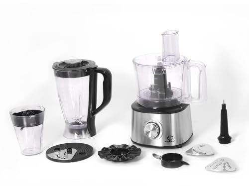 SUPERLEX Küchenmaschine 1000W Food Processor Edelstahl Elektrisch 11 in 1 Multifunktion Mit 1,75L Standmixer 1,2L Rührschüssel Zwei Geschwindigkeiten Und Pulsfunktion Zum Hacken Kneten Entsaften