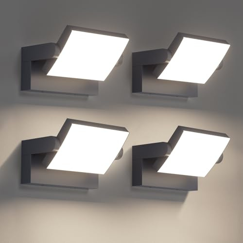Klighten 4 Stück 24W Außenwandleuchte Aussenleuchte, Wasserdicht IP65 Wandleuchte Außen Innen Wandlampe mit Schwenkbar LED Panel für Garten Eingang, Anthrazit, 1500 Lumen, Neutral Weiß 4000K