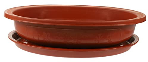 Hemobllo 1 Juego Maceta de Plástico para Bonsái con Bandeja Maceta Grande para Plantas de Interior y Exterior para Decoración de Resistente y Duradera Completo