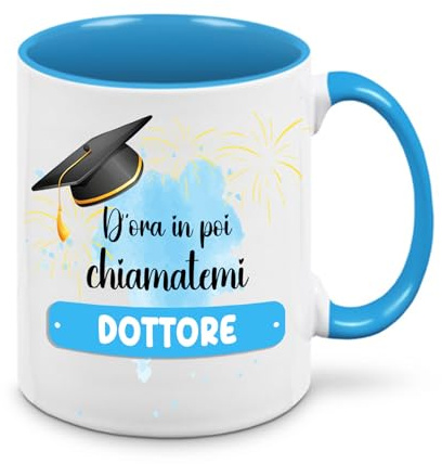 Mr. Gadgets Tazza Personalizzata per Laurea Laurea Donna - Idea Regalo per Lei Neolaureata/Festa/Tesi Personalizzabile con Nome - Chiamatemi Dottoressa (Dottore No Nome)
