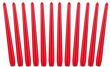 BRUBAKER 24 cm Spitzkerzen für Kerzenständer und Kerzenhalter - 12 Stück | Lange, tropffreie Deko Kerzen mit langer Brenndauer - Leuchterkerzen Set Rot
